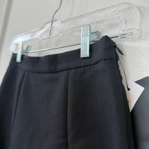 MIU MIU Black Flared Mini Skirt Gabardine Cotton Italy Size 36 Mod Retro NWT - Picture 2 of 8